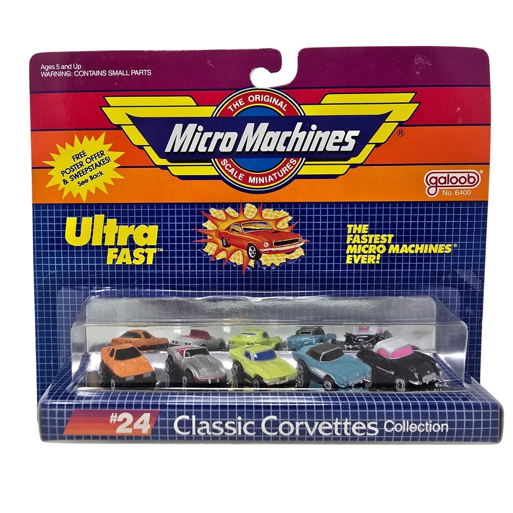 Vintage 1988 Micro Machines Ultra Fast #24 Classic Corvettes Collection Galoob